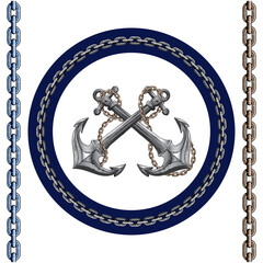 3D looking vector Chain pattern brush with anchors