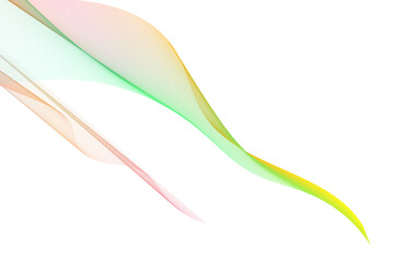 Abstract pastel ribbon wave in gray and green gradient on transparent background.