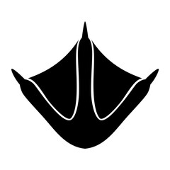 Duck paw print silhouette. Vector image