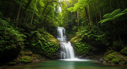 Obraz premium Explore the most beautiful waterfall in tropical rainforest nature landscape photography scenery travel