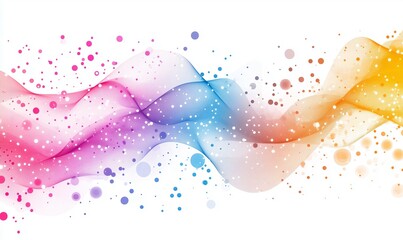 Colorful abstract wave illustration with flowing shapes and vibrant hues, featuring pink, blue, and yellow tones, creating a dynamic and energetic visual experience