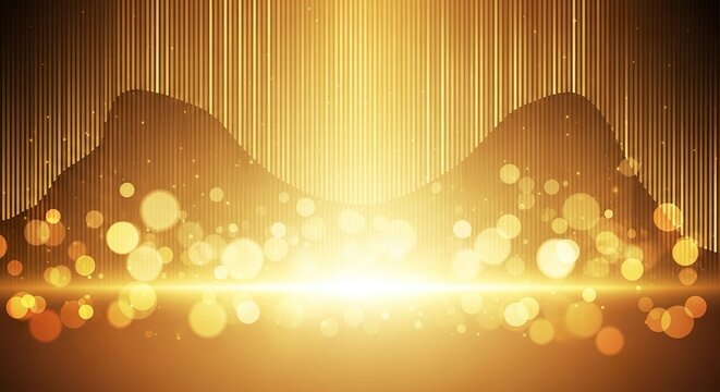 Abstract golden background with bokeh effects and light rays