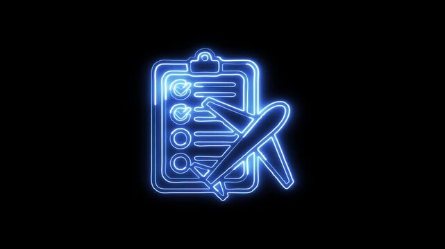 Glowing neon Itinerary free icon animation with black background. HD animated outline video loop