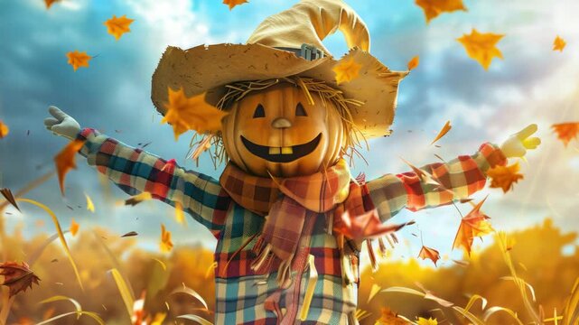 Autumn Scene with Pumpkin