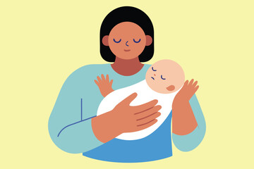 Realistic Vector of Parent’s Hands Cradling Sleeping Infant with Swaddle and Warm Lighting