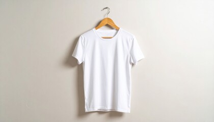 Blank White Tshirt on Hanger with Mockup, and Minimalist Style.
