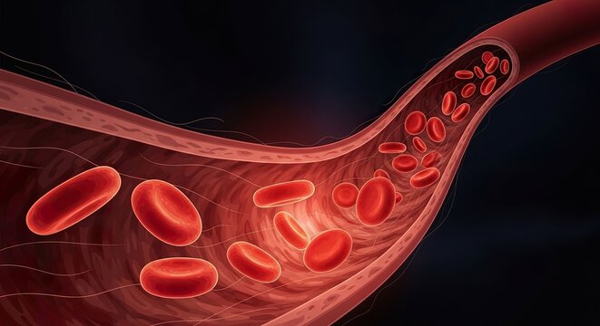 Blood vessel and red blood cells