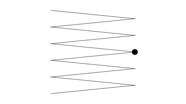 Point moving along a zigzag path in simple line art design  