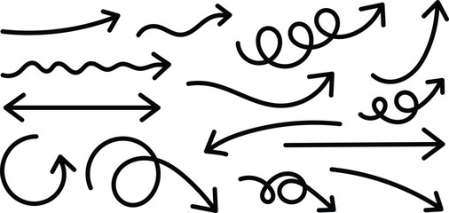 Minimal black arrow symbols for modern interface and direction design. Flat vector icons for navigation, web UI, infographic, and business presentation.