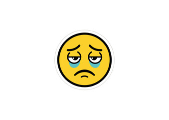 Fototapeta premium Sad emoji face with tears, representing feelings of sorrow and disappointment