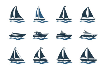collection of boat icons sailboats yachts speedboats minimal vector set ai eps jpeg png for ui and print