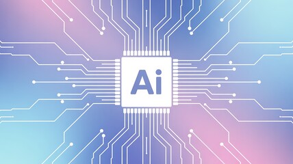 Obraz premium Artificial Intelligence CPU Chip with Circuit Board on Gradient Background