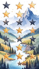 Stars on a scenic landscape