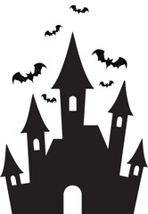 halloween castle with bats