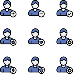 user avatar and action icons 3x3 vector pack for web apps ui ux account management ai eps jpeg pngv