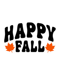 Happy Fall Autumn typography clip art design on plain white transparent isolated background for card, shirt, hoodie, sweatshirt, apparel, tag, mug, icon, poster or badge
