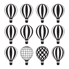 minimal hotairballoon illustrations black and white envelope patterns vector ai eps jpeg png