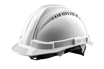Fototapeta premium White hard hat provides safety and protection for construction workers on building sites and industrial jobs on transparent background