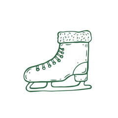 Vintage whimsical winter ice skate. Coquette style vector illustration. Hand drawn winter doodle