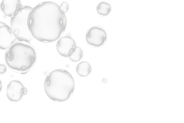 white soap bubbles flying isolated on white or transparent png