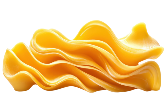 Abstract yellow wave design element for modern art and creative projects on transparent background