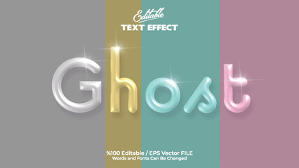 Ghost text effect with shiny metallic gradient colors in editable vector format for design projects