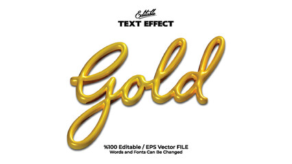 Gold text effect shiny 3d editable lettering with golden metallic style for graphic design and creative projects