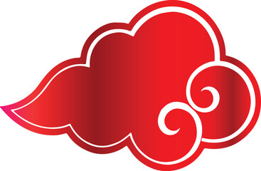 Vibrant red stylized cloud with swirling patterns and a gradient effect symbolizing good fortune and auspiciousness in asian cultures