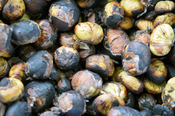 roasted chestnuts in a pan