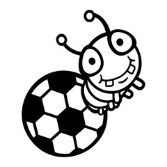 Caterpillar Football Hole Ball Comic Funny Soccer Sport