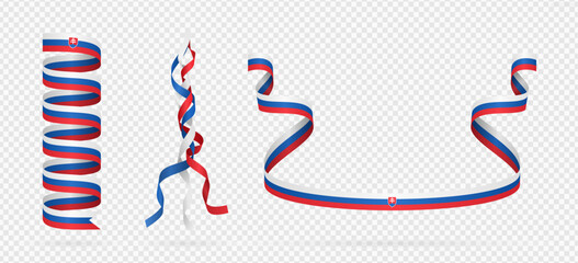Set of Slovakian wave flag templates with a white background. Perfect for Independence Day