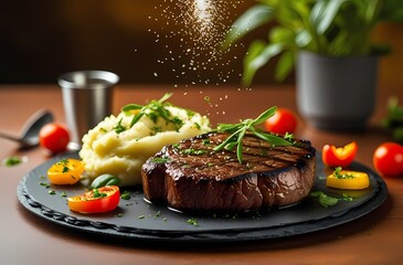 steak with vegetables