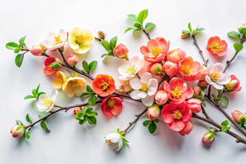 spring flowers on white background