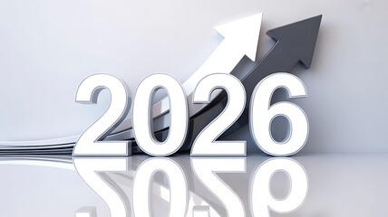 The year 2026 is displayed in white with an arrow pointing upwards, indicating growth and progress in the coming years