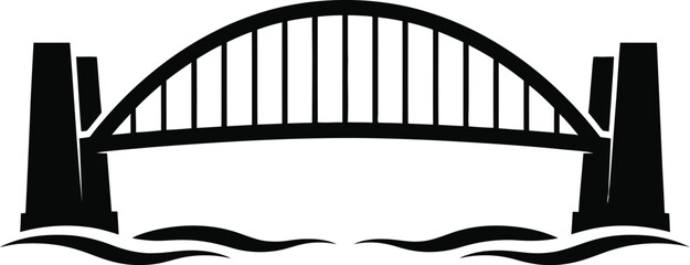 Iconic arch bridge silhouette crossing water a symbol of connection and engineering