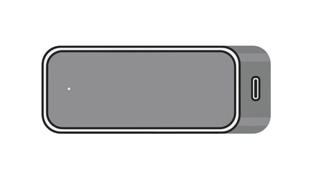 A simple gray portable power bank with a USB-C port and an LED indicator light.