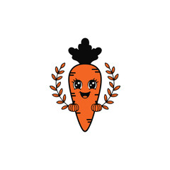a vector style simple  ehallowen Minnine  carrot white beckground .
