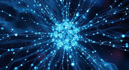 Fototapeta premium Abstract Neural Network Connections Digital Art Displaying Information Flow