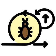 This icon visually represents the agile software development process- specifically highlighting bug fixing and iterative improvements within a sprint cycle. It's perfect for project management and.