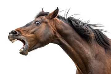 A furious horse cutout image. Astonishment. Shock. Heartbreak. PNG. Horse. Horse racing.