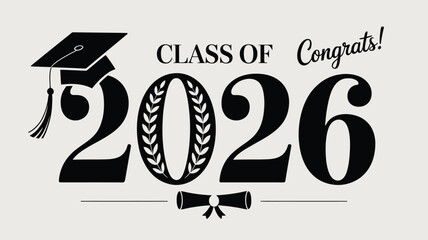 Modern class of 2026 graduation announcement card vector graphic eps scalable illustration vector