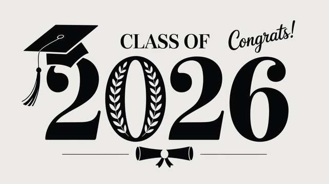 Modern class of 2026 graduation announcement card vector graphic eps scalable illustration vector