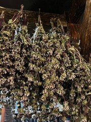 Bundles of various medicinal herbs. Background. Herbal tea, aromatherapy