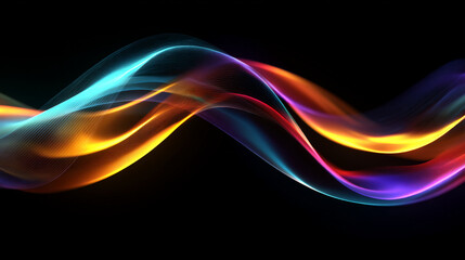 Naklejka premium Abstract colorful waves flowing on a black background in a wavy pattern
