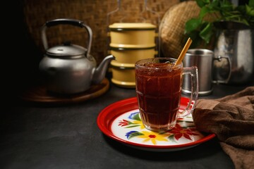 Thai Style Iced Black tea, ice black tea	