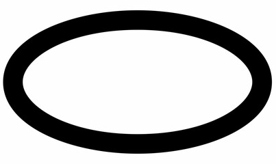 Black ellipse frame vector with thick border on white background, simple geometric shape used for logo design, text frame, decoration, or abstract minimal artwork.