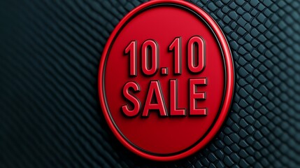 A bold red badge indicating a "10.10 SALE" on a textured black background, showcasing a promotional offer.
