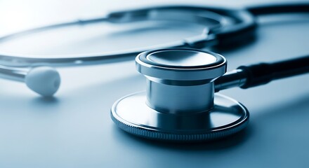 Close up of a modern medical stethoscope on a clean surface symbolizing healthcare and diagnosis
