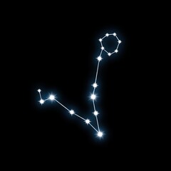 Pisces Constellation, zodiac sign on starry sky. Astrology, astronomy, horoscope, for science, education