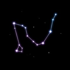 Draco (Dragon) constellation in the night starry sky, illustration